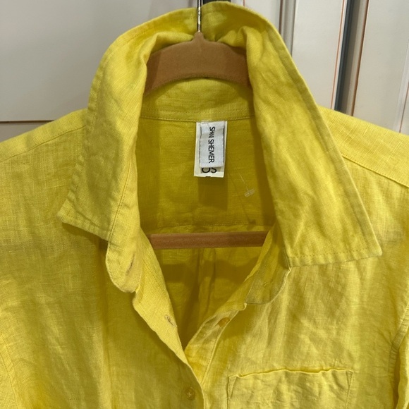SHANI SHEMER Jonas Linen Buttoned Down Shirt One Size Cover Up (D10) - Picture 3 of 6